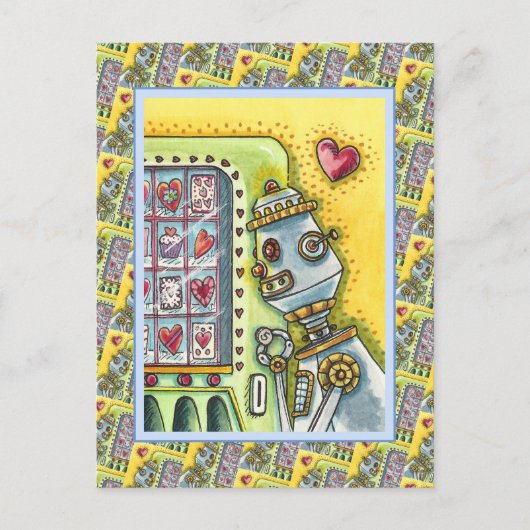 ROBOT DIE OP VERLIES KIJKT, HARTVERKEERMACHINESCUT BRIEFKAART (Voorkant)