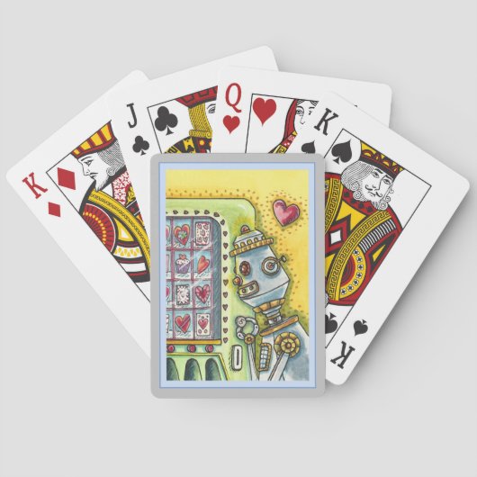 ROBOT DIE OP VERLIES KIJKT, HARTVERKEERMACHINESCUT POKERKAARTEN (Achterkant)