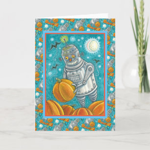 ROBOT DIE POMPOENEN UITKIEST, HALLOWEEN MECHANISCH FEESTDAGEN KAART