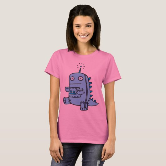 Robot Dino - Blauw T-shirt (Voorkant volledig)