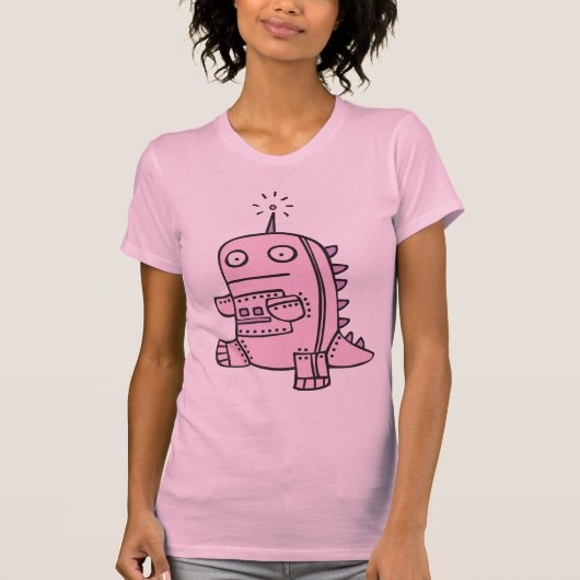 Robot Dino - Roze T-shirt (Voorkant)