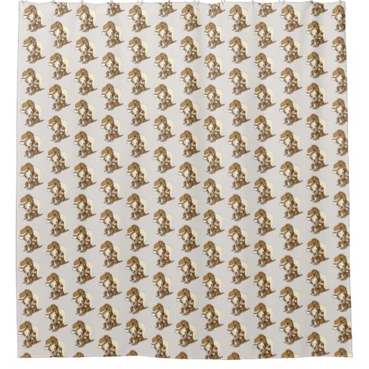 Robot Dinosaur Drinking Coffee  Douchegordijn (Voorkant)