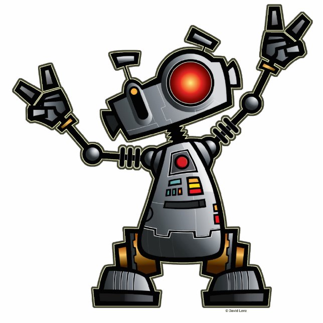 Robot Diz-sculptuur Staand Fotobeeldje (Voorkant)