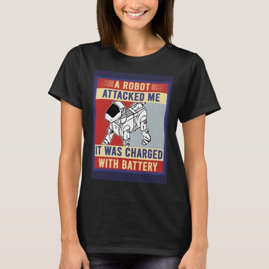 Robot Dog Pun Robotics Robot Builder Retro T-shirt (Voorkant)