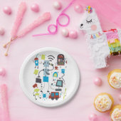 Robot Doodles Papieren Bordje (Feest)