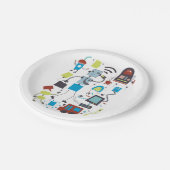 Robot Doodles Papieren Bordje (Gekanteld)