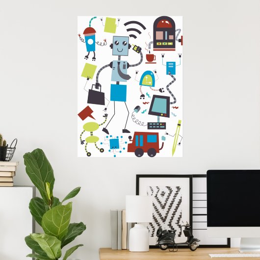 Robot Doodles Poster (Thuiskantoor)