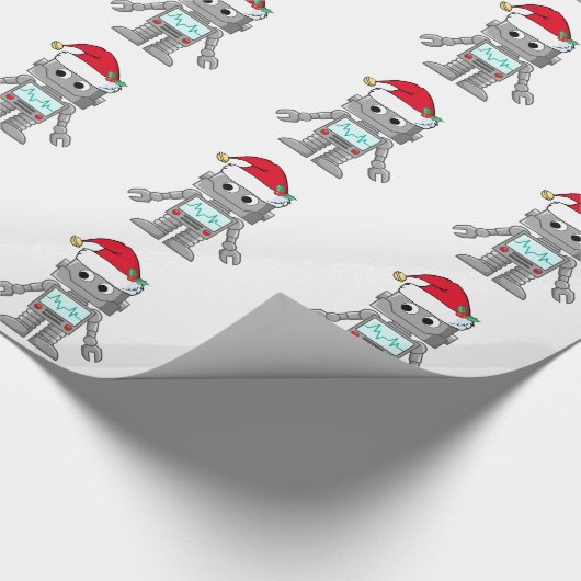 Robot draagt kerstmuts cadeaupapier (Hoek)