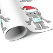 Robot draagt kerstmuts cadeaupapier (Rol Hoek)