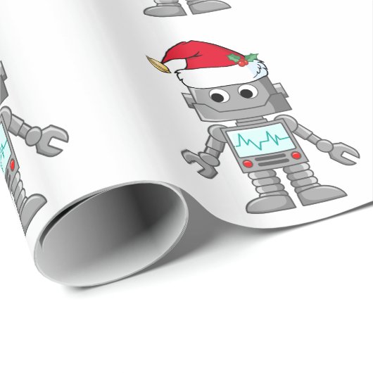 Robot draagt kerstmuts cadeaupapier (Rol Hoek)