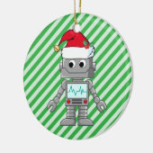 Robot draagt kerstmuts keramisch ornament (Links)