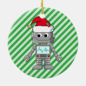 Robot draagt kerstmuts keramisch ornament (Achterkant)