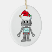 Robot draagt kerstmuts keramisch ornament (Rechts)
