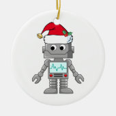 Robot draagt kerstmuts keramisch ornament (Voorkant)