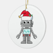 Robot draagt kerstmuts keramisch ornament (Links)