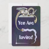 Robot Dragon schrijft in Scroll Kaart (Voorkant)