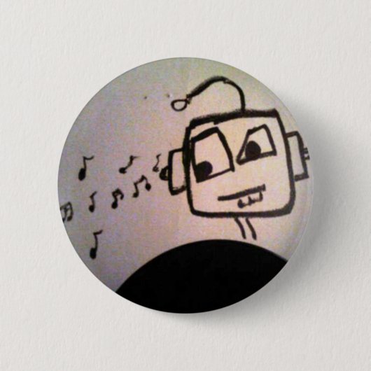 Robot Drawing. Ronde Button 5,7 Cm (Voorkant)