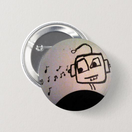 Robot Drawing. Ronde Button 5,7 Cm (Voorkant /achterkant)
