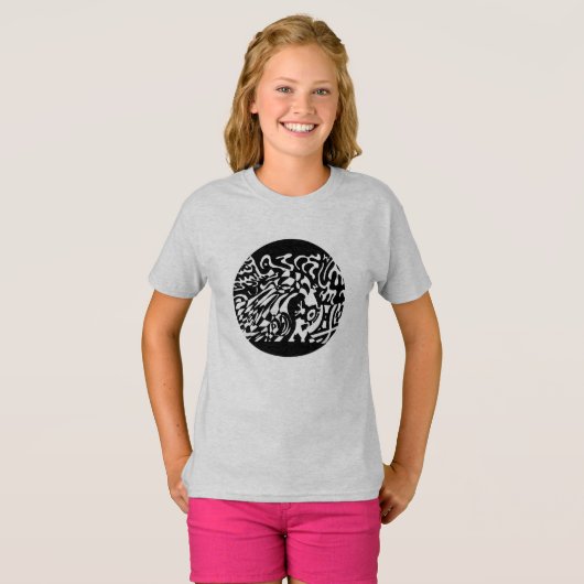 "Robot Dreams" B&W Abstracte T-Shirt (Voorkant volledig)