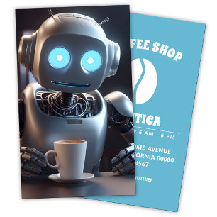 Robot drink koffie visitekaartje