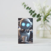 Robot drink koffie visitekaartje (Staand voorkant)