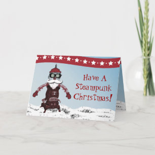 Robot Één van Steampunk Kerstman door Artinspired Feestdagen Kaart