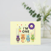 Robot Eerste Verjaardag Tshirts en geschenken Briefkaart (Staand voorkant)