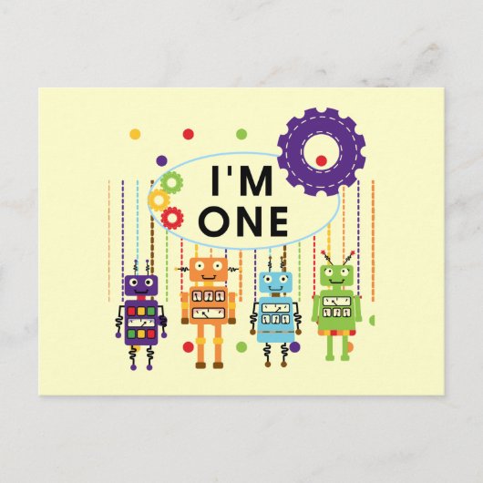 Robot Eerste Verjaardag Tshirts en geschenken Briefkaart (Voorkant)