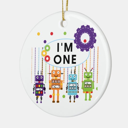 Robot Eerste Verjaardag Tshirts en geschenken Keramisch Ornament (Links)