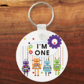 Robot Eerste Verjaardag Tshirts en geschenken Sleutelhanger (Voorkant)