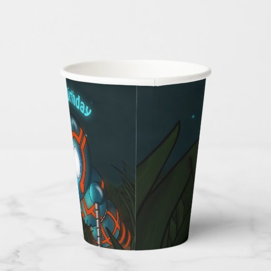 Robot en Butterfly Birthday Papieren Bekers (Rechts)