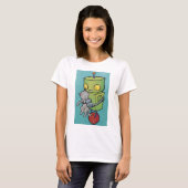 Robot en grijs Kat T-shirt (Voorkant volledig)