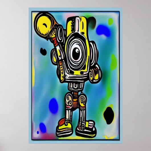 Robot en kleurrijke achtergrond | AI Art Poster (Voorkant)