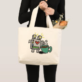 Robot en koffiezak grote tote bag (Voorkant (product))