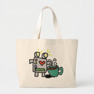 Robot en koffiezak grote tote bag