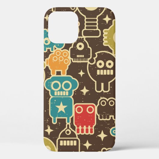 Robot en monsters modern naadloos patroon in retou Case-Mate iPhone case (Achterkant)