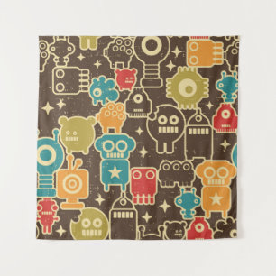Robot en monsters modern naadloos patroon in retou wandkleed