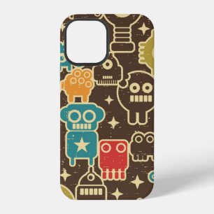 Robot en monsters modern naadloos patroon in retro iPhone 12 hoesje