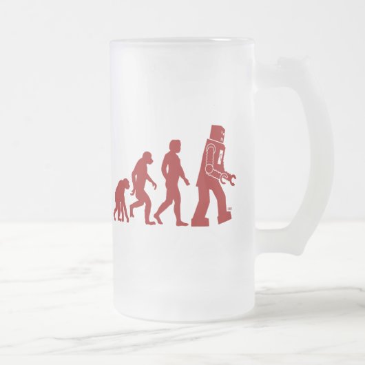 Robot Evolutie van man in robot Matglas Bierpul (Rechts)