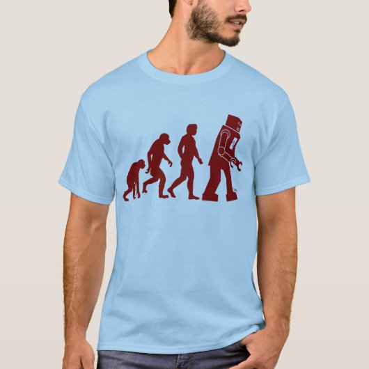 Robot Evolutie van man in robot T-shirt (Voorkant)