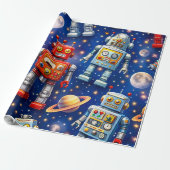 Robot exploratie kosmos cadeaupapier (Uitgerold)