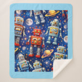 Robot exploration, cosmic art sherpa deken (Voorkant)