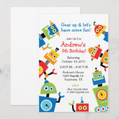 Robot Feest Thema Verjaardag Kaart (Voorkant / Achterkant)