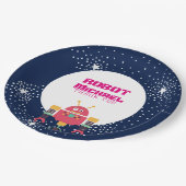 Robot-feestartikelen Blauw Roze Sterren Moeren en  Papieren Bordje (Gekanteld)