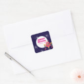 Robot-feestartikelen Blauw Roze Sterren Moeren en  Vierkante Sticker (Envelop)