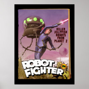 Robot Fighter Fake Pulp Hoesje Poster