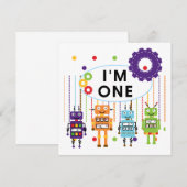 Robot First Birthday Tshirts en Gifts Kaart (Voorkant / Achterkant)