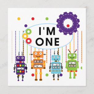 Robot First Birthday Tshirts en Gifts Kaart