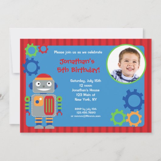 Robot Foto van Birthday Party Kaart (Voorkant)