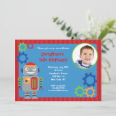 Robot Foto van Birthday Party Kaart (Staand voorkant)